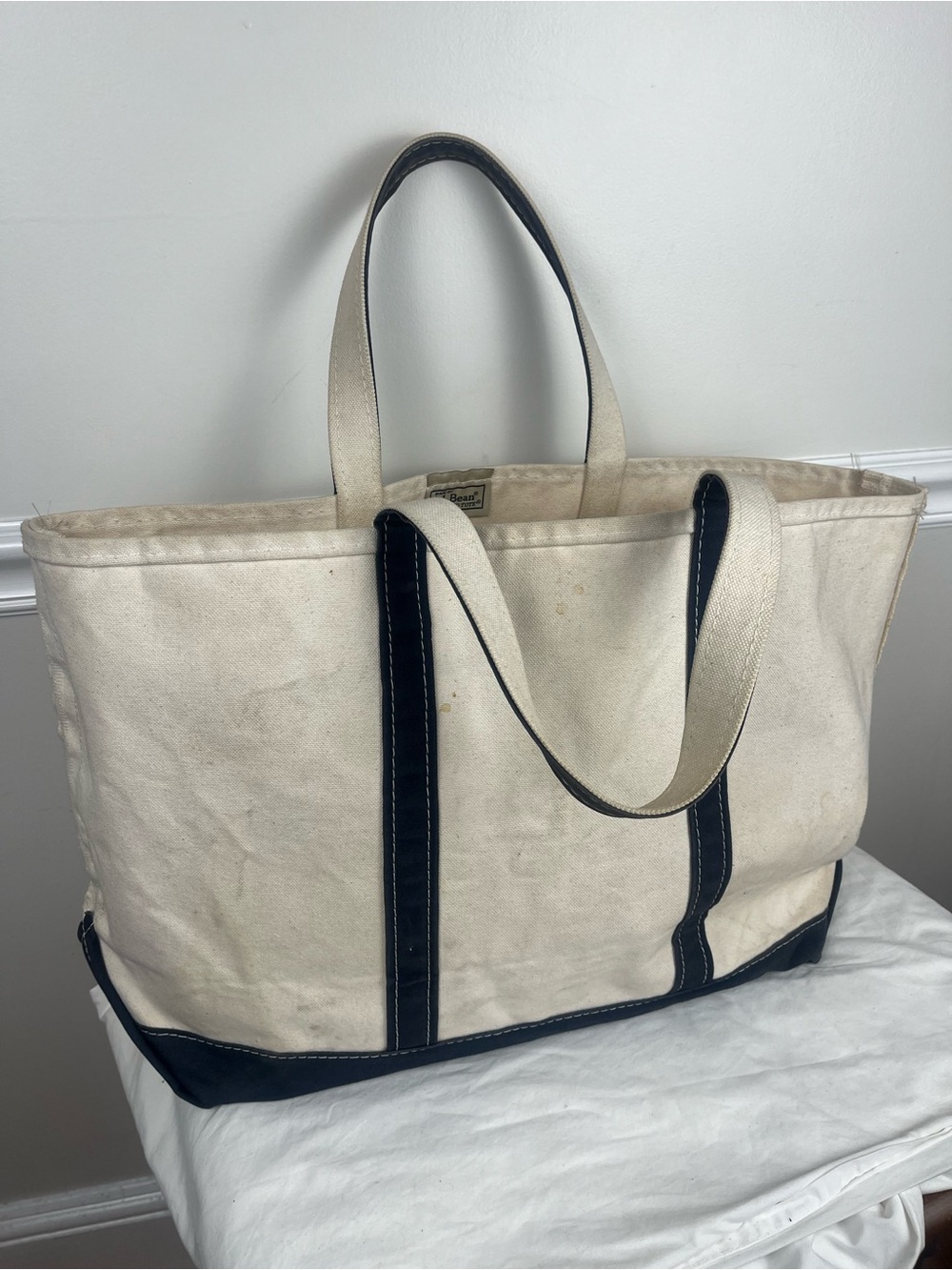 Vintage L.L. Bean Boat and Tote Canvas Bag Large Navy Blue Classic